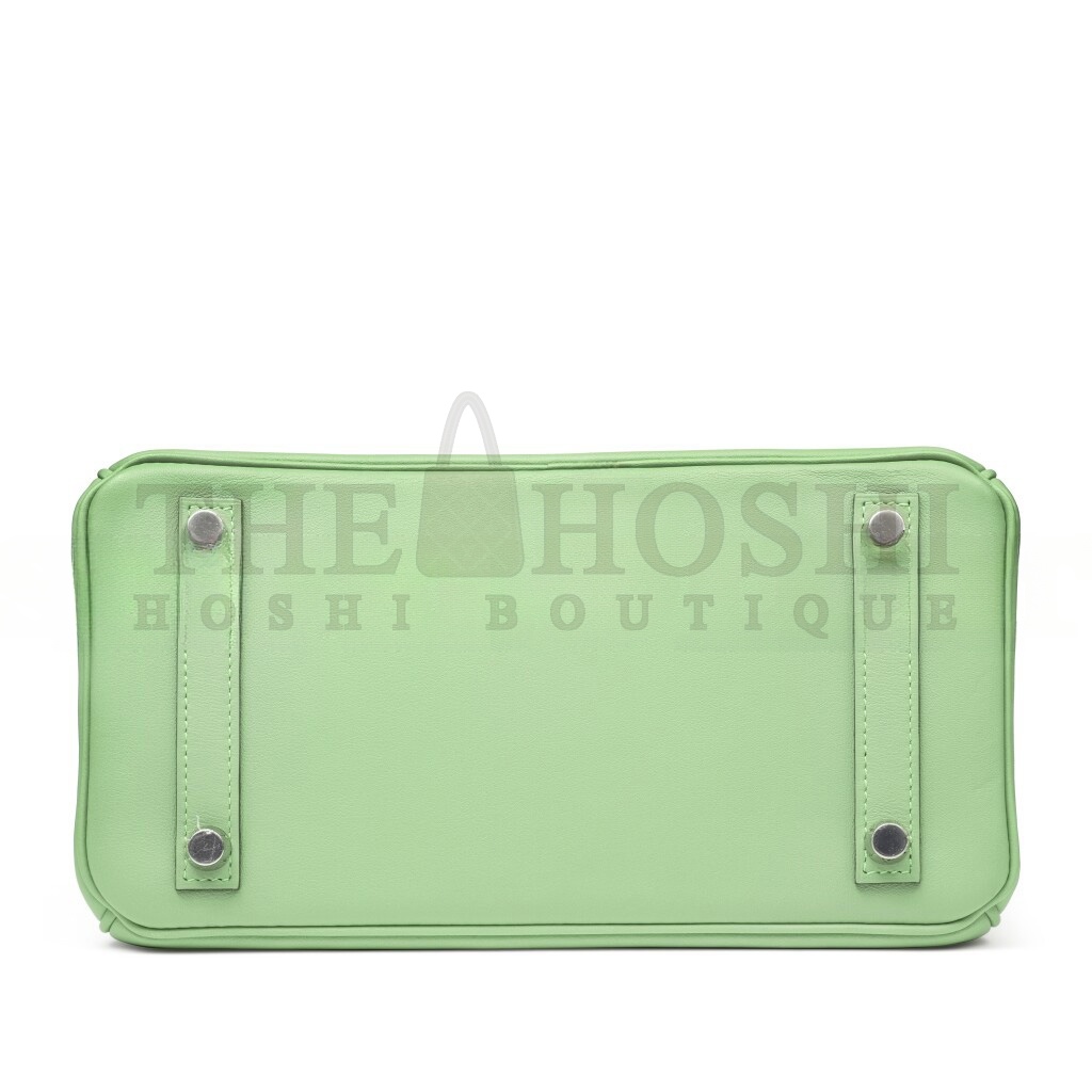 H**me5 BIRKIN 25 SWIFT LEATHER AVOCADO GREEN SILVER BUCKLE BAG H049362CK05 (25*20*13cm) Master Quality